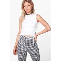 Iris Lace Up Detail Crop Top - white