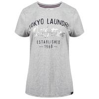 Irene Foil Motif T-Shirt in Light Grey Marl  Tokyo Laundry