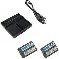 ismartdigi EL3E Digital Camera Battery x2 Dual Charger for Nikon D90 D80 D300S D300 D700 D200