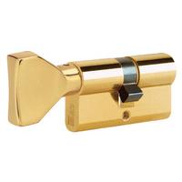 Iseo Brass Key and Turn Euro Front Door Cylinder