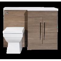 iSpace Right Hand Vanity and WC Unit with Newport Toilet - Medium Oak