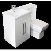 iSpace Left Hand Vanity and WC Unit with Newport Toilet - White Gloss