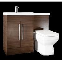 iSpace Left Hand Vanity and WC with Vermont Toilet - Walnut