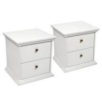 Isabella White 2 Drawer Bedside Chest Set of 2