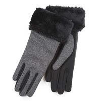 Isotoner Ladies Fur Cuff Lurex Thermal Glove Grey One Size