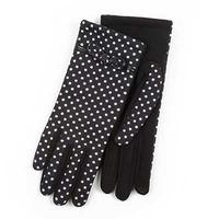 Isotoner Ladies Smartouch Glove with Bow Detail Black & White Spots One Size