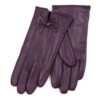 Isotoner Ladies Leather Glove with Bows Purple Small