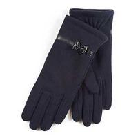 Isotoner Ladies Basic Thermal PU Gloves with Bow Navy One Size