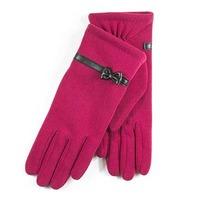 Isotoner Ladies Basic Thermal PU Gloves with Bow Berry One Size