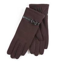 Isotoner Ladies Basic Thermal PU Gloves with Bow Brown One Size