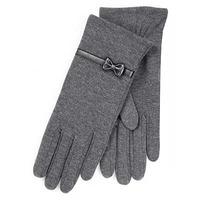 Isotoner Ladies Basic Thermal PU Gloves with Bow Grey One Size