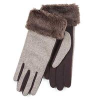 Isotoner Ladies Fur Cuff Lurex Thermal Glove Brown One Size