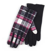 Isotoner Ladies Woven Thermal Glove Navy Check One Size