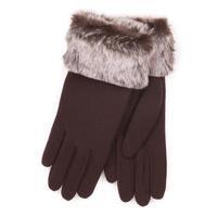 Isotoner Ladies Fur Cuff Thermal Glove Brown One Size