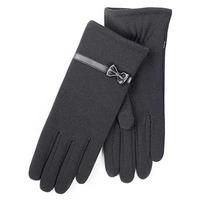 Isotoner Ladies Basic Thermal PU Gloves with Bow Black One Size