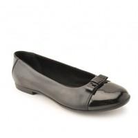 Isla, Black Leather/Patent Girls Riptape School Shoes