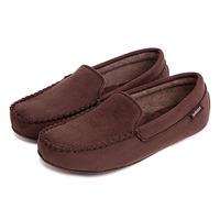 isotoner Mens Pillowstep Driving Moccasin Slippers Brown Large (UK 10-11)