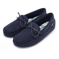 isotoner mens moccasin slippers navy blue check inner large uk 10 11