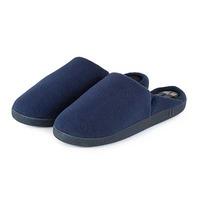 Isotoner Mens Fleece Check Pillowstep Mule Slippers Navy with Check Small (UK 7-8)