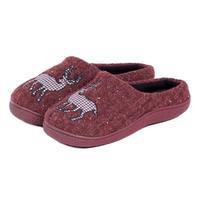 Isotoner Mens Novelty Mule Slippers Burgundy Stag Medium (UK 8.5-9.5)