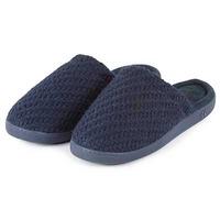 isotoner mens textured knit mule slippers navy small uk 7 8