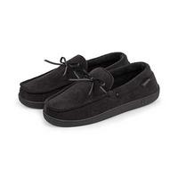 Isotoner Mens Pillowstep Cord Moccasin Slippers Black Large (UK 10-11)