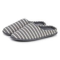 Isotoner Mens Stripe Mule Slipper Grey Stripe Large (UK Size 11-12)