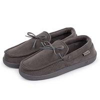 Isotoner Mens Pillowstep Cord Moccasin Slippers Grey Large (UK 10-11)