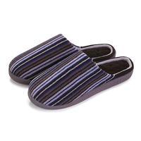 isotoner Mens Terry Stripe mule Slipper Stripe Outer Large (UK 10-11)