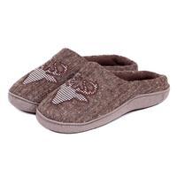 Isotoner Mens Novelty Mule Slippers Taupe Stag Head Small (UK 7-8)