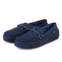 Isotoner Mens Paisley Lined Denim Moccasin Slippers Navy/Denim Paisley Small (UK Size 7-8)