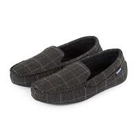 Isotoner Mens Woven Check Moccasin Slippers Check Small (UK 7-8)