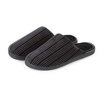 Isotoner Mens Velour Stripe Pillowstep Mule Slippers Stripe Outer UK Size 11