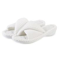 Isotoner Ladies Popcorn Turnover Open Toe Slippers White UK Size 5