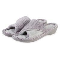 isotoner ladies popcorn turnover open toe slippers pale grey uk size 7