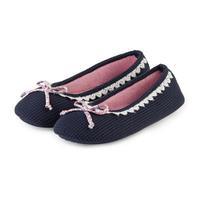 Isotoner Ladies Waffle Ballet Slipper Navy Medium (UK 4-5)