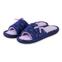 isotoner ladies heart patten open toe slipper navy lilac uk size 4