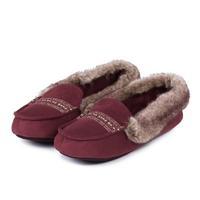 Isotoner Ladies Moccasin Slippers with Fur Cuff Henna UK Size 4