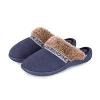 Isotoner Ladies Pillowstep Mule Slippers with Fur Cuff Navy UK Size 6