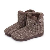 Isotoner Ladies Sparkle Knit Pillowstep Bootie Slippers Mink UK Size 7