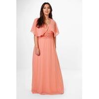 Isobel Lace Waist Button Maxi Dress - dusky pink