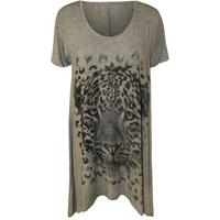 Isabel Tiger Sparkle Hanky Hem Top - Grey