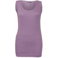 Isabel Basic Ribbed Sleeveless Vest Top - Lilac