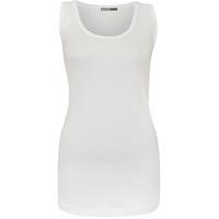 Isabel Basic Ribbed Sleeveless Vest Top - White