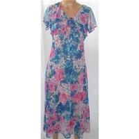 Isle Size 14 Blue and Pink Floral Print Dress