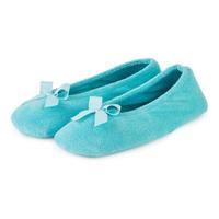 isotoner Ladies Terry Ballerina Slippers Aqua Medium (UK 4-5)