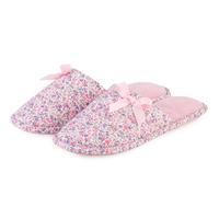 Isotoner Ladies Pink Floral Mule Slipper Pink UK Size 5