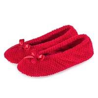 Isotoner Ladies Popcorn Ballet Slippers Red XL (UK 7-8)