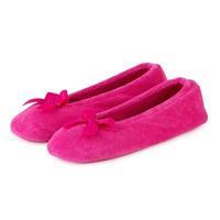 isotoner Ladies Terry Ballerina Slippers Hot Pink Medium (UK 4-5)