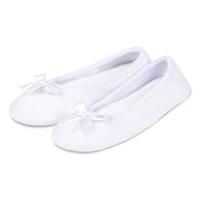 isotoner ladies terry ballerina slippers white medium uk 4 5